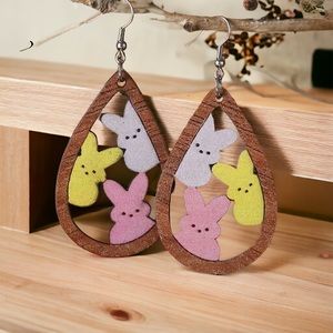 Three Rabbit Waterdrop Shape  Earrings NWT